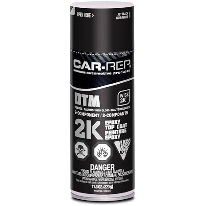 CAR-REP 2K EPOXY COLOR TOP COAT WITH WISE 2K TECHNOLOGY, EASY APPLICATION, HIGH COVERAGE, JET BLACK HIGH-GLOSS, 11OZ AEROSOL CAN - Image 1